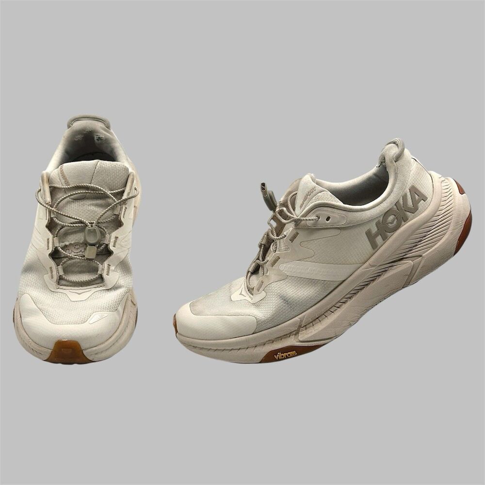 Hoka Transport Shoes Womens 8B Eggnog White Vibram Walking Everyday Sneakers